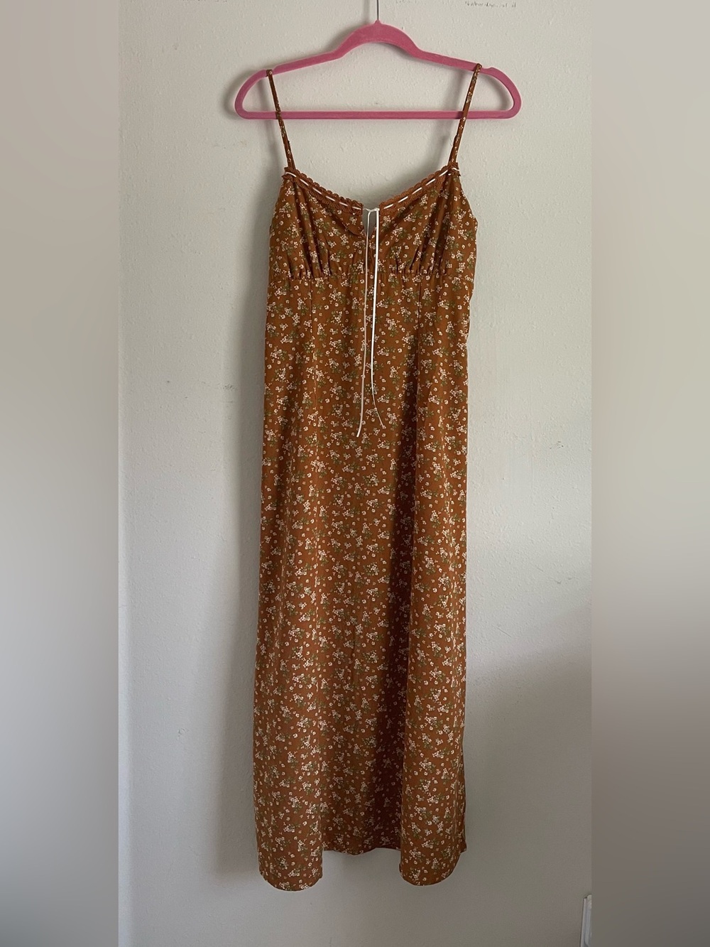 Blu Pepper Mustard Floral Spaghetti Strap Maxi Dress